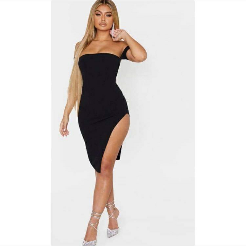 High Side Slit Little Black Dress